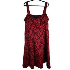 Torrid Black and Red Rose Midi Dress
